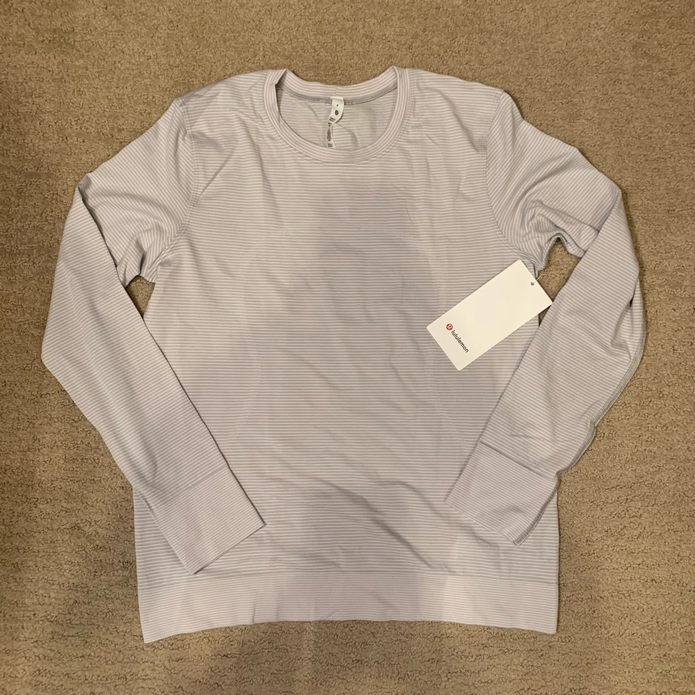 NWT! Lululemon Swiftly Relaxed Long Sleeve in Gray/white